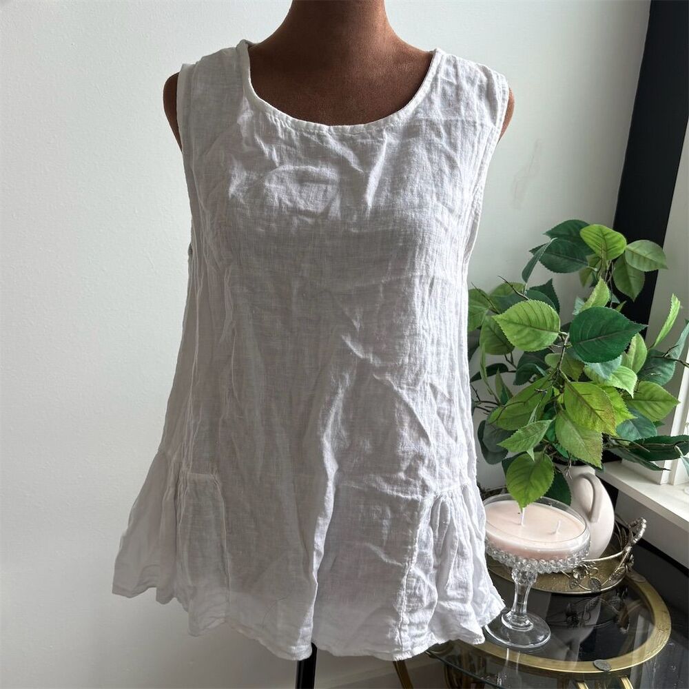 Francesca Bettini Women's White Sleeveless‎ Knee Length Tank Dress Size S
